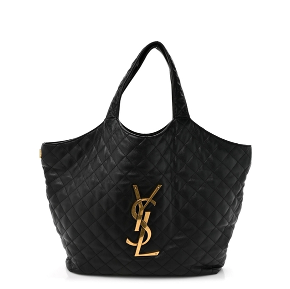 Yves Saint Laurent Black Quilted Tote with Gold Logo - Copy - Picture 1 of 16